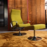 LOUNGE CHAIR WITH FOOT REST IN YELLOW CORDUROY